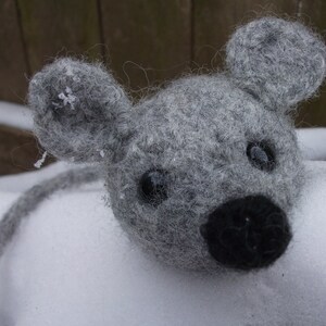Mouse stuffed animal, true handmade knit and felted gray Mousie plush