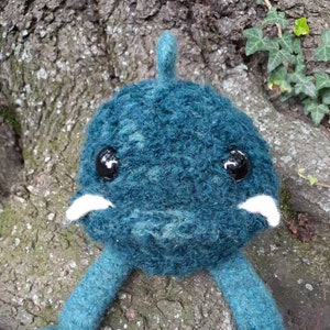 Sea Monster plush, custom color stuffed animal, true handmade knit felted toy