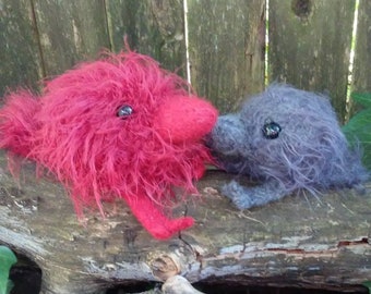 Crow stuffed animal, Cardinal plush, baby bird stuffies, true handmade, knit and felted