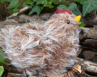 Animal de peluche de pollo, peluche de gallina marrón claro, ¡listo para enviar!