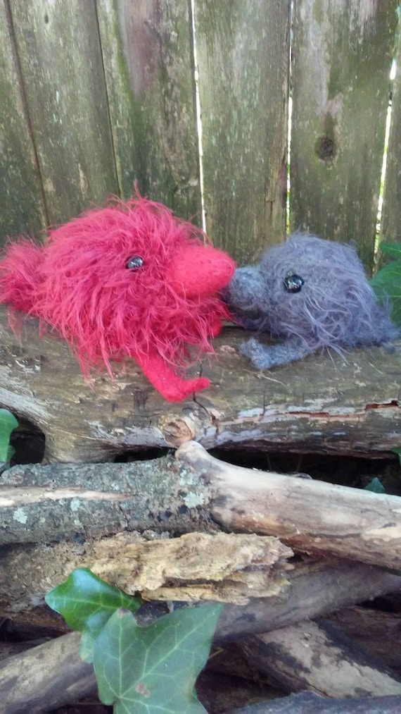 Crow stuffed animal, Cardinal plush, baby bird stuffies, true handmade, knit and felted