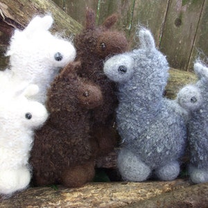 Llama stuffed animal, Alpaca plush, hand knit and felted fleecy plushie.
