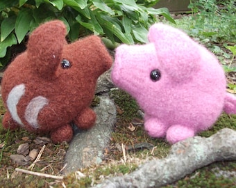 Pig stuffed animal, wild boar plush, true handmade knitted felted piglet plushie