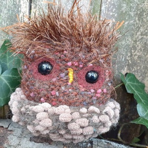 Woodland Owl stuffed animal with plush nest Rusty Woodland Owl
