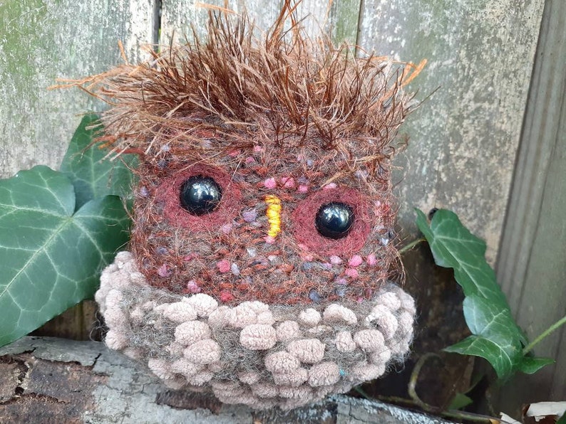 Woodland Owl stuffed animal with plush nest Rusty Woodland Owl