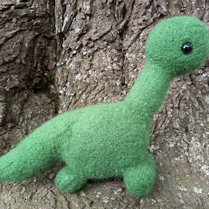 Brontosaurus plush, Dinosaur stuffed animal, true handmade knit and felted wool dino toy