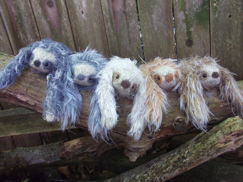 Sloth stuffed animal, plush Mama and baby image 5