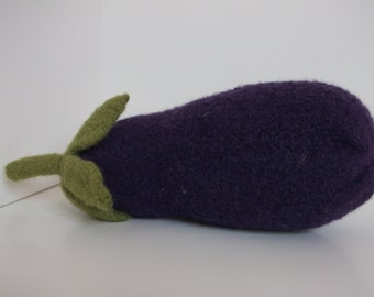 Eggplant plush, felted wool aubergine