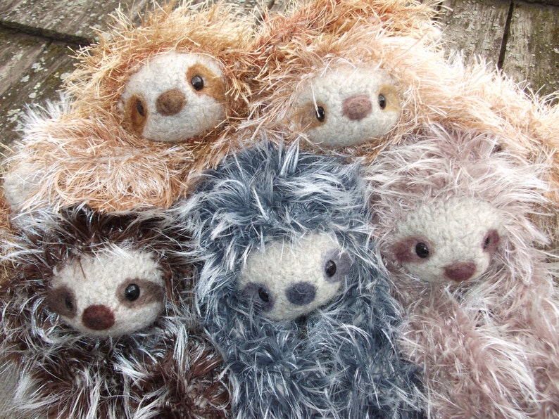 Sloth stuffed animal, plush Mama and baby image 7