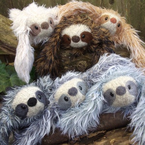 Sloth stuffed animal, plush Mama and baby image 4