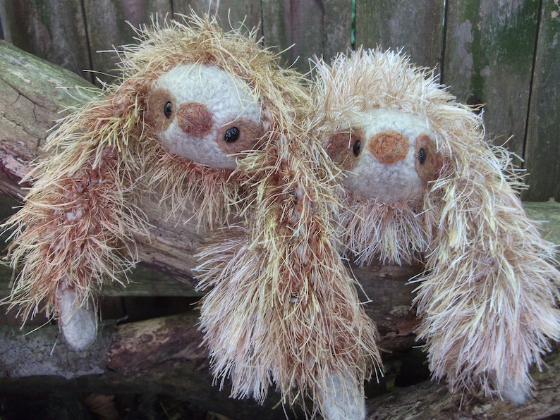 Sloth stuffed animal, plush Mama and baby image 3