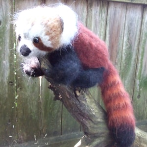 Red Panda stuffed animal, true handmade plush, knitted, felted and needlefelted.