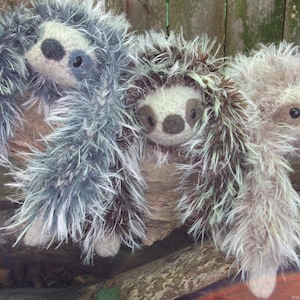 Sloth stuffed animal, plush Mama and baby image 2