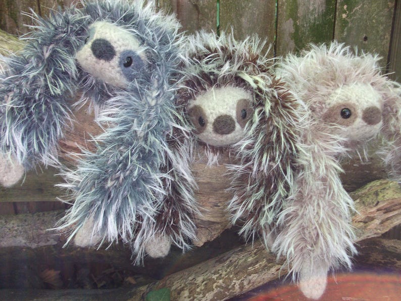 Sloth stuffed animal, plush Mama and baby image 2