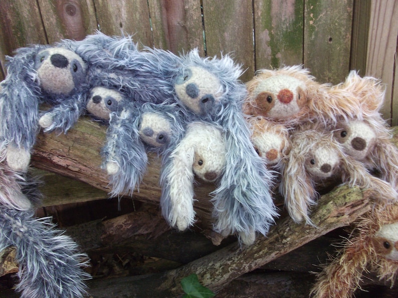 Sloth stuffed animal, plush Mama and baby image 9