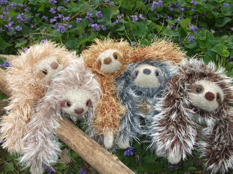 Sloth stuffed animal, plush Mama and baby image 8