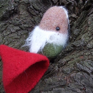 Gnome plush, Tomten doll, Nisse stuffed toy, true handmade knit and felted wool, artisan handknit image 4