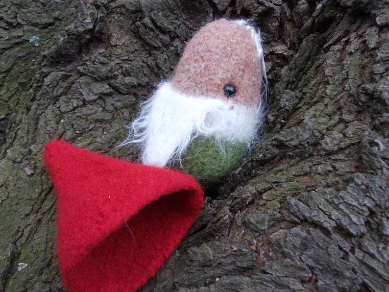 Gnome plush, Tomten doll, Nisse stuffed toy, true handmade knit and felted wool, artisan handknit image 4