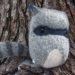 Raccoon stuffed animal, suburban bandit plush, true handmade.