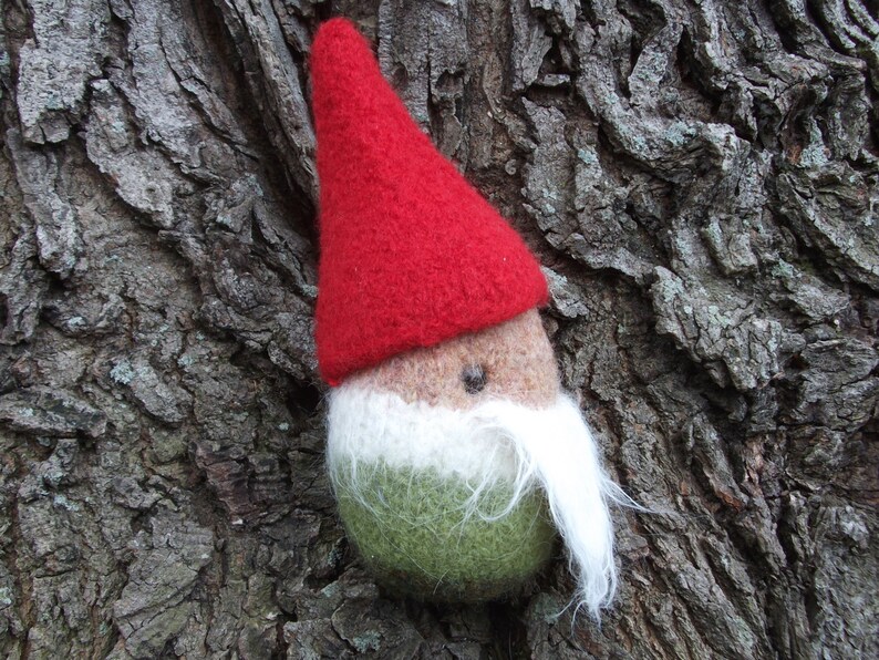 Gnome plush, Tomten doll, Nisse stuffed toy, true handmade knit and felted wool, artisan handknit image 2