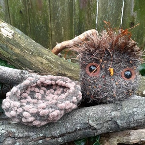 Woodland Owl stuffed animal with plush nest image 7