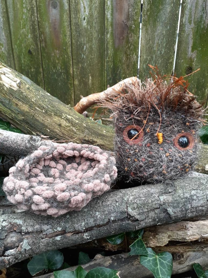 Woodland Owl stuffed animal with plush nest image 7