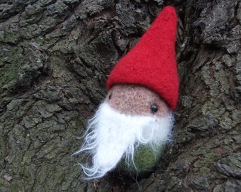 Gnome plush, Tomten doll, Nisse stuffed toy, true handmade knit and felted wool, artisan handknit