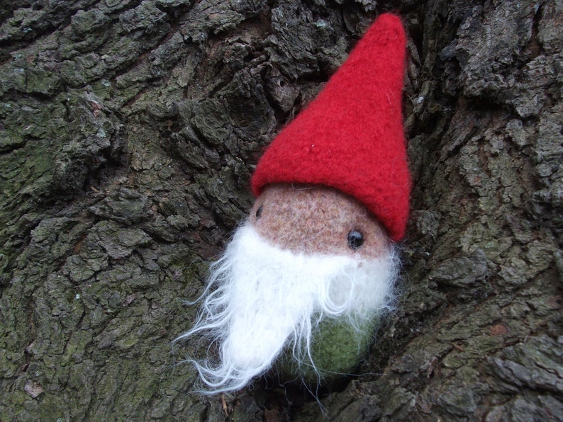 Gnome plush, Tomten doll, Nisse stuffed toy, true handmade knit and felted wool, artisan handknit image 1