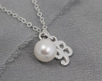 Personalized Bridesmaid Neckalce Gift, Sterling Silver Initial Necklace, Custom Pearl Jewelry, Bridal Party Proposal or Thank You