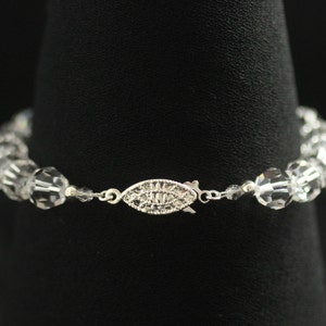 Crystal Bridal Bracelet, Silver, Swarovski Crystal Bracelet, Wedding Jewelry, Clear Crystal Bracelet CLARA image 3