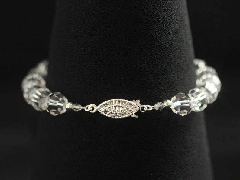 Crystal Bridal Bracelet, Silver, Swarovski Crystal Bracelet, Wedding Jewelry, Clear Crystal Bracelet CLARA image 3