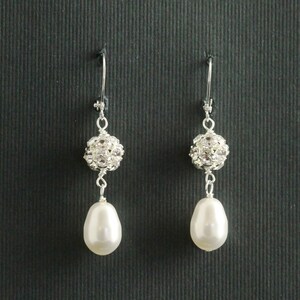 Drop Pearl Earrings, Rhinestone Bridal Earrings, Crystal Pearl Wedding ...