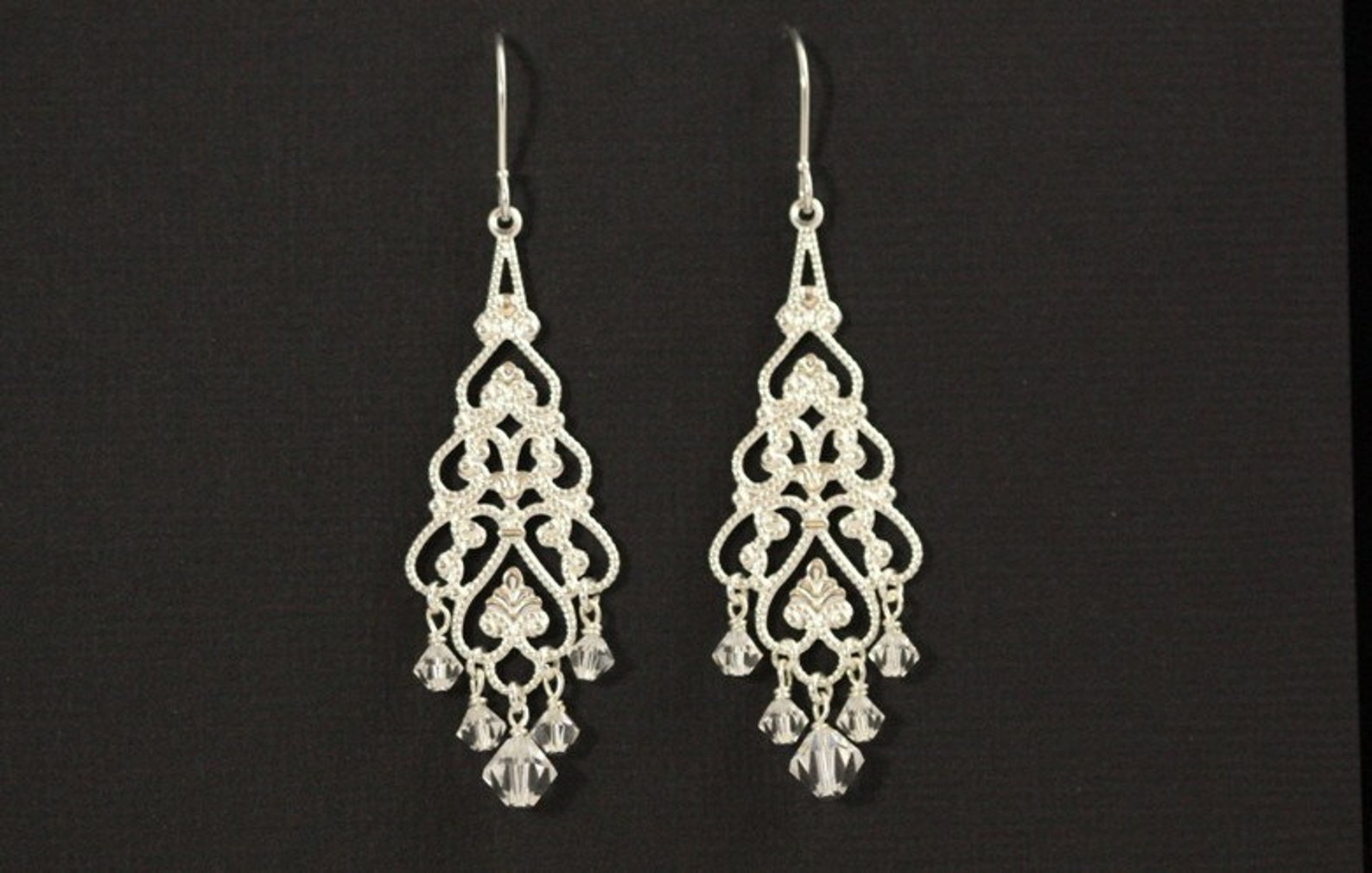 Crystal Chandelier Earrings Bridal Earrings Silver Etsy
