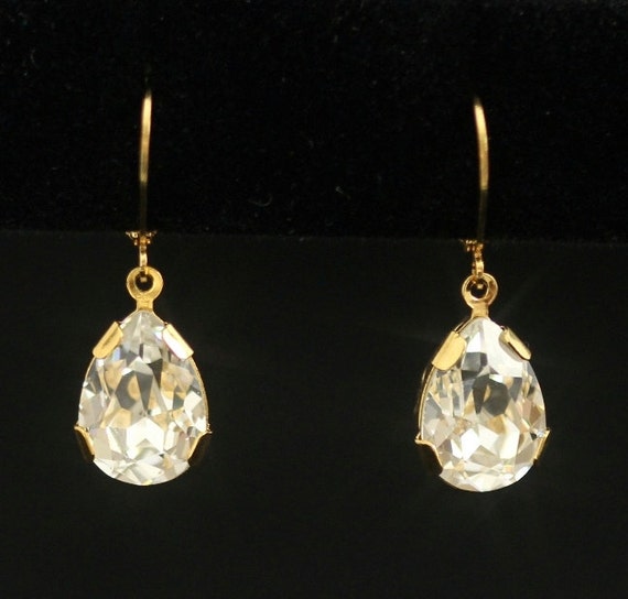 Gold Wedding Earrings Rhinestone Earrings Bridal Earrings | Etsy