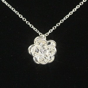 Crystal Bridal Necklace, Sterling Silver Wedding Jewelry, Swarovski Crystal Bridal Rose Necklace ROSE image 1