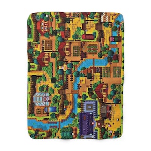 Stardew Valley Map 8-bit sherpafleece deken | Stardew Valley-kaart 8-bits deken | Stardew Valley-kaart 8-bits deken