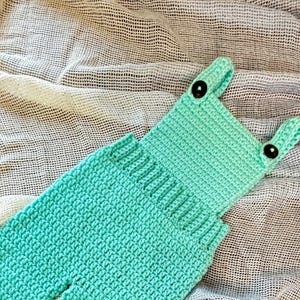 Handmade Crochet Baby Overalls: Aqua Gender-Neutral Outfit (9-12 Months)