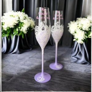 Custom Champagne Flutes for Wedding Toast, Engraved Glasses for Bride and Groom, Elegant Personalized Gift for Ceremony or Anniversary