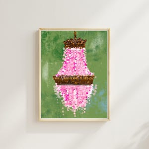 Shabby Chic Pink Chandelier Wall Art - Elegant Printable Home Decor - Vintage Glam Digital Download - Feminine Boho Art for Interiors