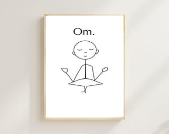 Minimalist Meditation Art Print - Calm and Serene Stick Figure Illustration - Zen Decor Wall Art for Home or Yoga Studio