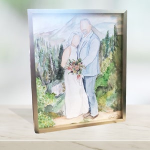 Framed Custom Portrait Watercolor Painting Wedding Anniversary Birthday Christmas Gift Keepsake Memory Gold Present Send Us Your Photo