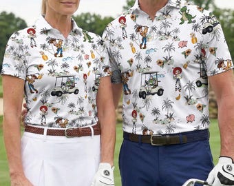 Polo de golf de Toys Story, camisa de golf de Disney, camisa de golf divertida de Woody, Buzz Lightyear y Jessie, camisa de golf divertida de Disney, regalo para amantes del golf para hombres
