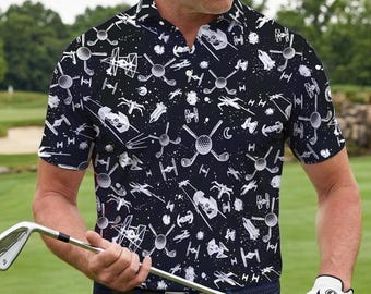 Star Wars Golf Polo Shirt, Disney Golf Shirt, Disney Movie Shirt, Spaceship Golf Shirt, Funny Disney Golf Shirt, Golf Lover Gift for Men