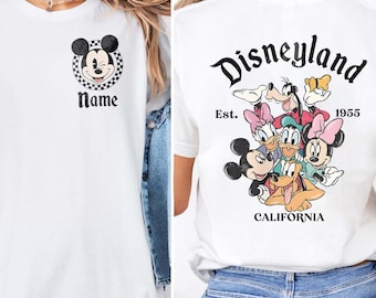 2 Side Disneyland California Shirt, Disney Checkered Shirt, Disneyland Est 1955 Shirt, ,Mickey And Friends Shirt, Disney Group Shirt