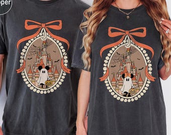 Coquette Bows Disney Halloween Shirt, Mickey Minnie Halloween Couple Shirt, Mickey's Not So Scary Party Shirt 2025, Disney Halloween Shirt