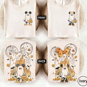 2 Sided Watercolor Castle Halloween Shirt, Mickey Minnie Ghost Shirt, Disneyland Halloween Shirt, Fall Vibes Shirt, Halloween Couple Shirt