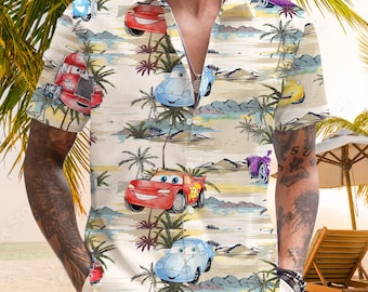Disney Cars Hawaiian Shirt, Disney Aloha Shirt, Disney Hawaiian Shirt, Hawaii Trip Shirt, Disneyland Beach Hawaii Shirt, Cars Land Shirt