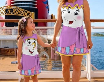 Mrs Potts tennisklänning, Skönheten och odjuret kjol, Disney Cruise Outfit, Chip och Mrs Potts, Omlottkjolklänning, Disney Bound Apparel