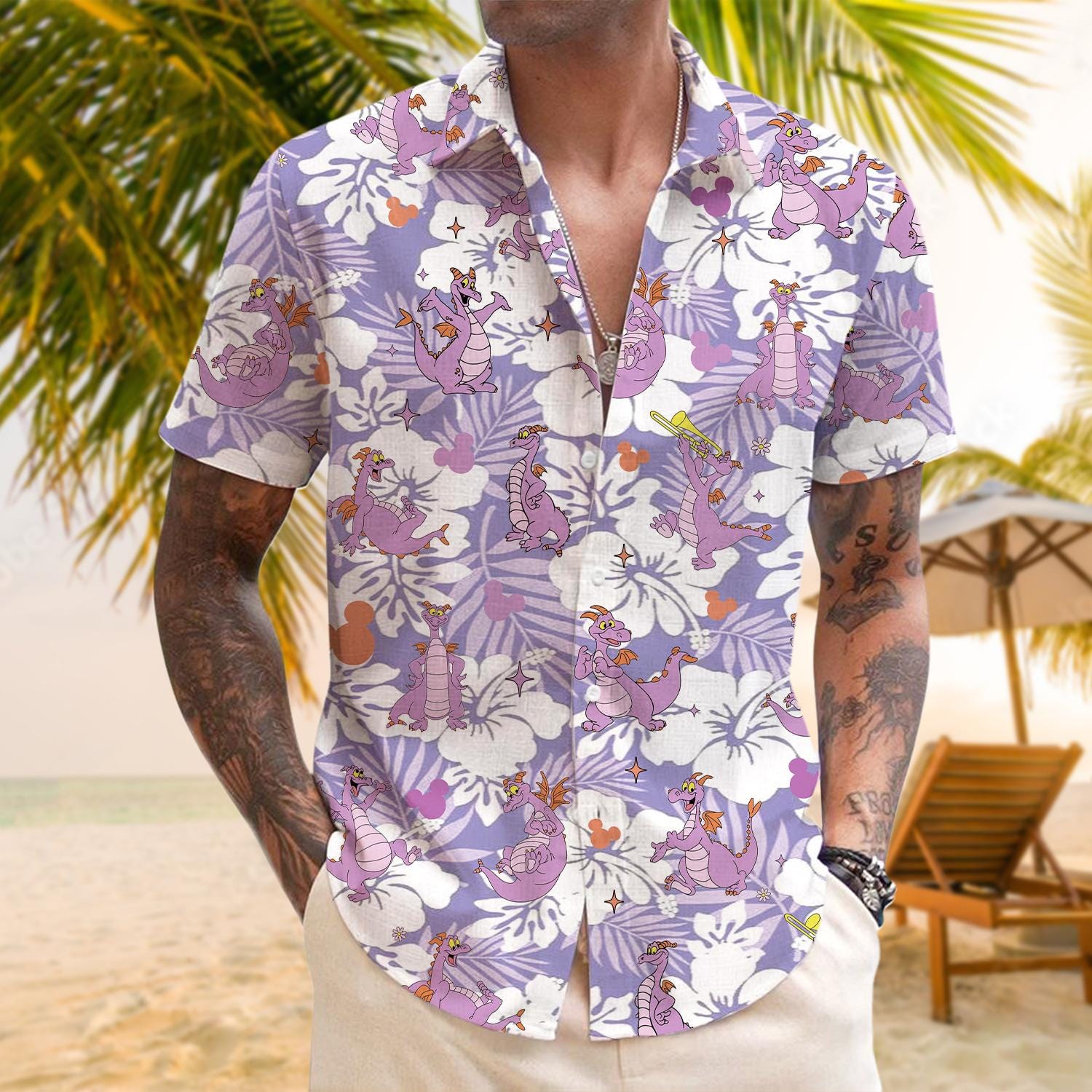 Discover Figment Dragon Hawaiian Shirt, Figment Hawaiian Shirt, Figment Button Up, Disney Figment Shirt, Disney Summer Shirt, Matching Disney Shirt