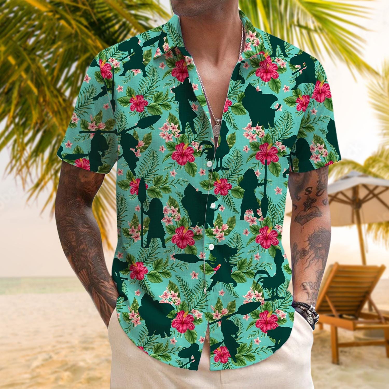 Discover Disney Princess Hawaiian Shirt, Moana Hawaiian Shirt, Moana Characters Button Up, Disney Tropical Floral Shirt, Disney Moana Shirt